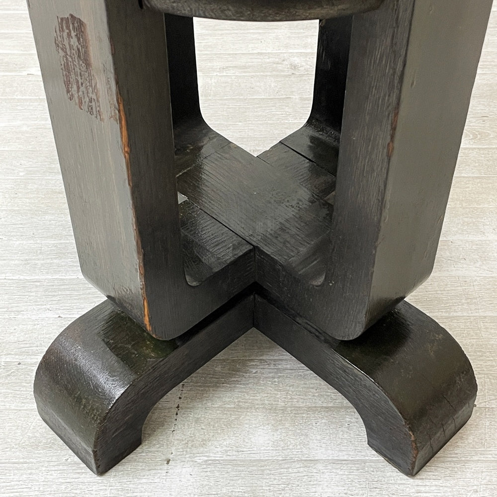 ジャパンビンテージ Japan Vintage サイドテーブル ラウンドテーブル 丸卓 飾り台 ダークブラウン系 H59.5cm アールデコスタイル レトロ 古家具  ●