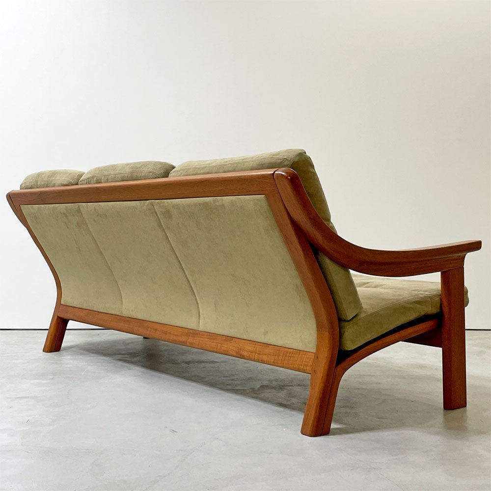PJ ファニチャー PJ furniture チーク無垢材 3pソファ 3シーター POUL JEPPESEN デンマークビンテージ ●