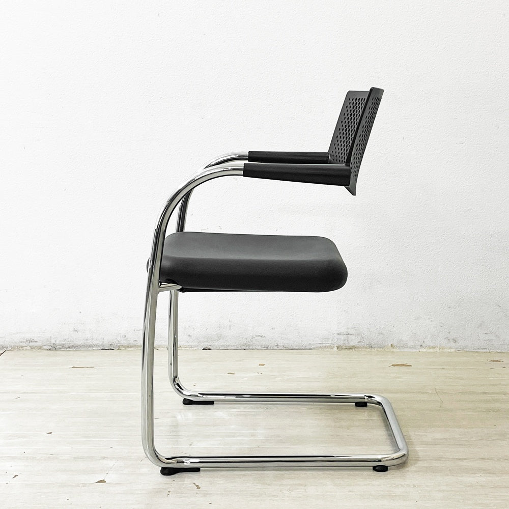 ヴィトラ vitra ビザビ2 Visavis2 アームチェア デスクチェア スタッキングチェア カンティレバー ブラック×ブラック アントニオ・チッテリオ ●