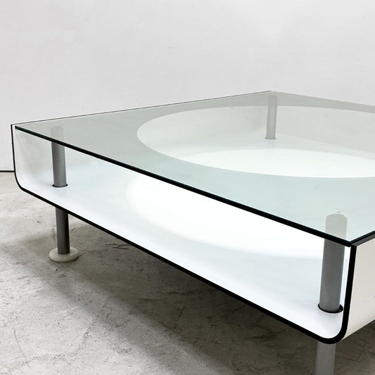 イデー IDEE トーキョー ローテーブル TOKYO Low Table ガラストップ モダン スチール プライウッド ホワイト クラウディオ・コルッチ ビンテージ ●