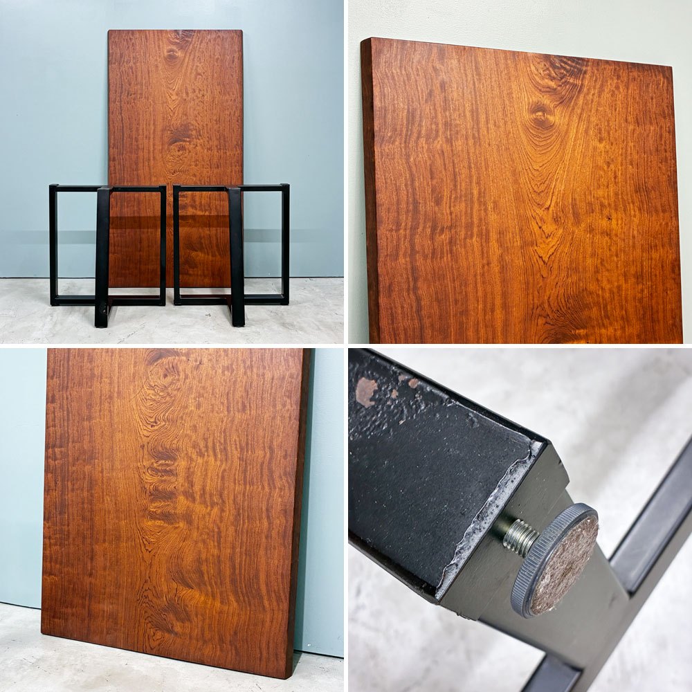 アノニマスデザイン Anonymous Design 天然木 一枚板 ダイニングテーブル スチール脚 W150cm 店舗什器 ◎