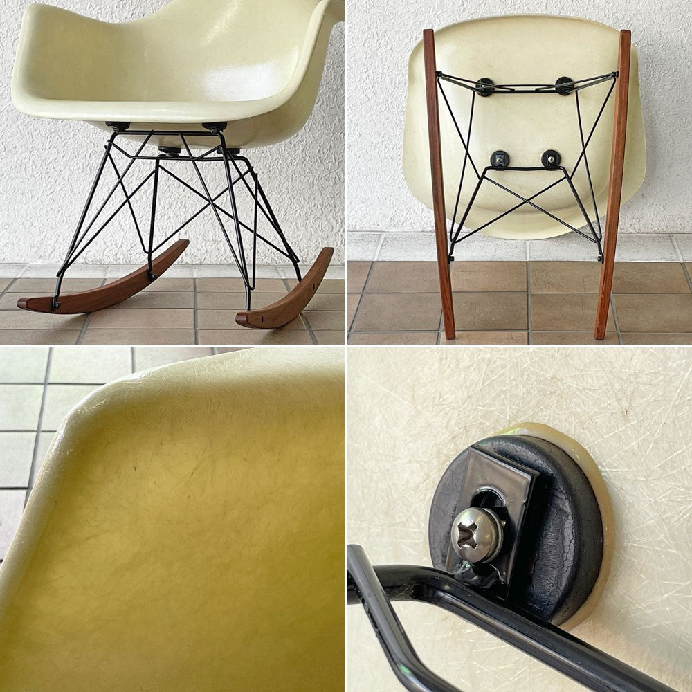 ハーマンミラー Herman Miller アームシェルチェア セカンド 2nd初期 エンボスレス FRP  ロッカーベース イームズ ミッドセンチュリーモダン ◇