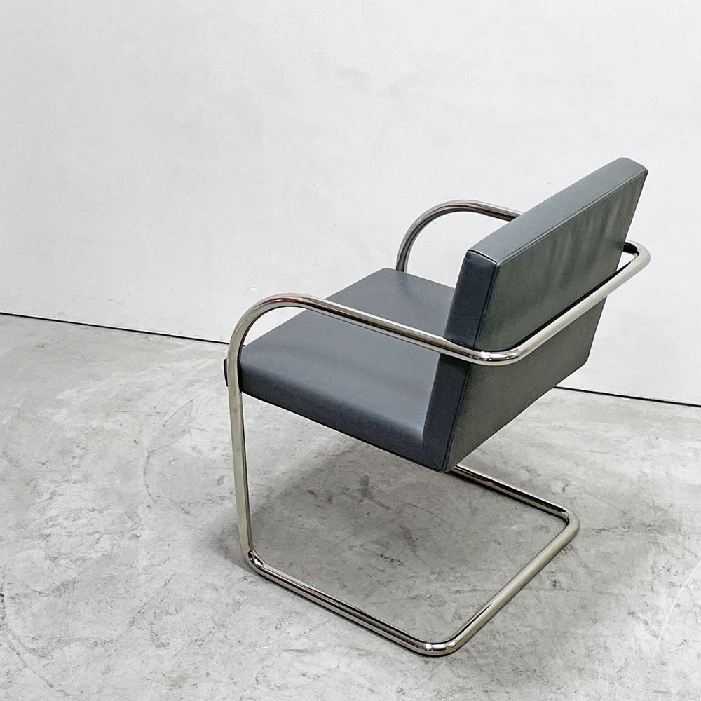ノル ノール Knoll ブルーノ brno アームチェア チューブラー 合皮レザー グレー系カラー ミースファンデルローエ カンチレバー B ●