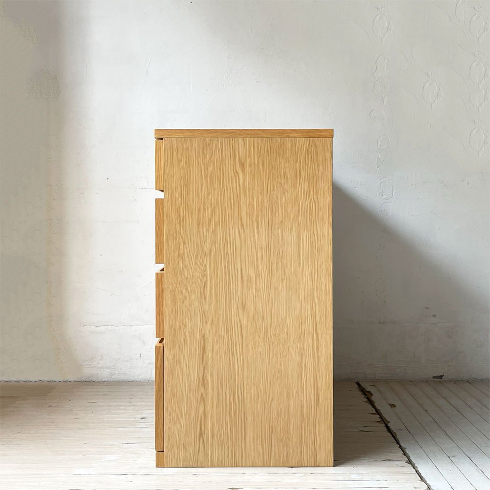 無印良品 MUJI オーク無垢材 木製チェスト 収納家具 4段5杯 ナチュラル シンプルデザイン W88cm ★