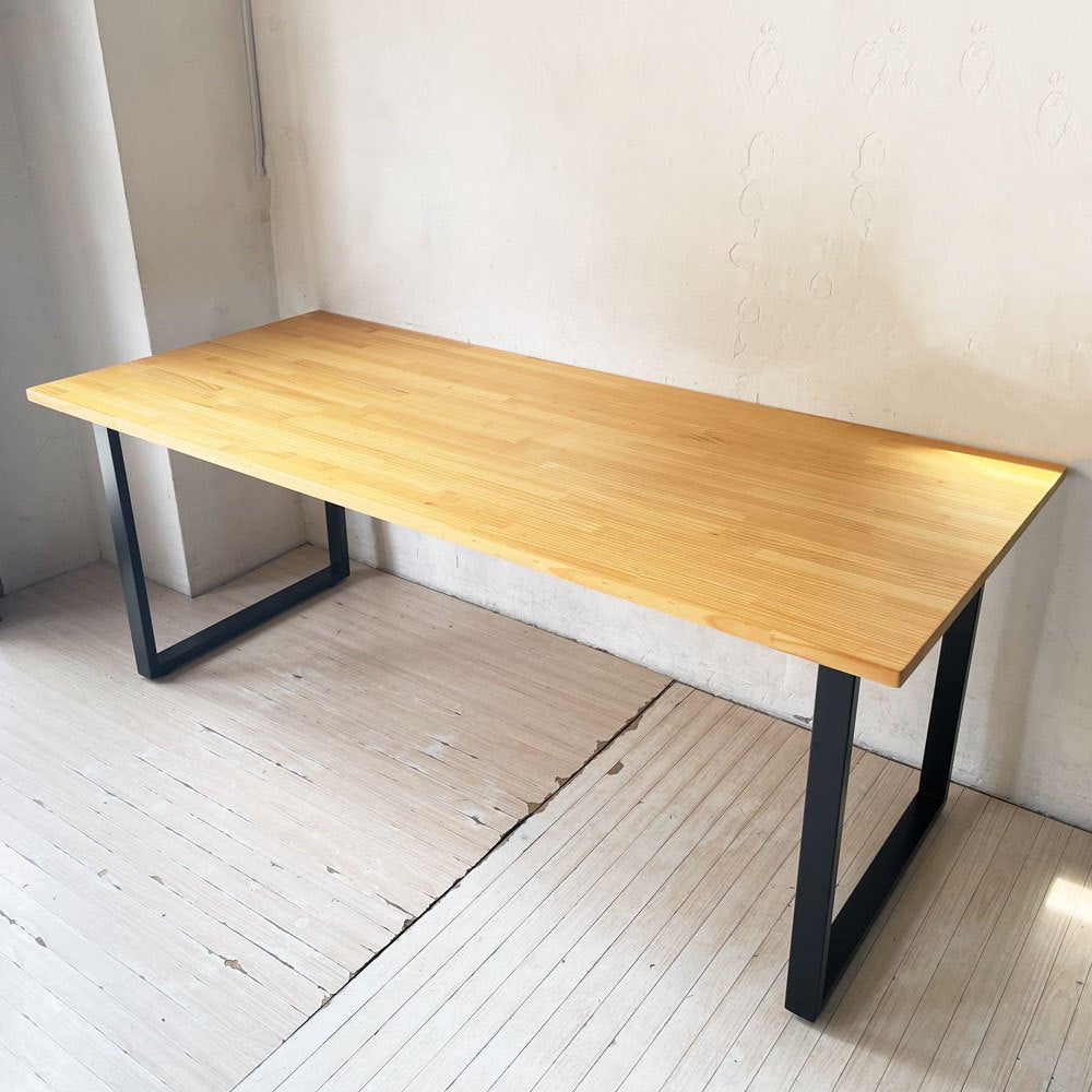 かなでもの KANADEMONO ザ・テーブル THE TABLE デスク パイン無垢材 W180cm スチール スクエアレッグ ブラック ★