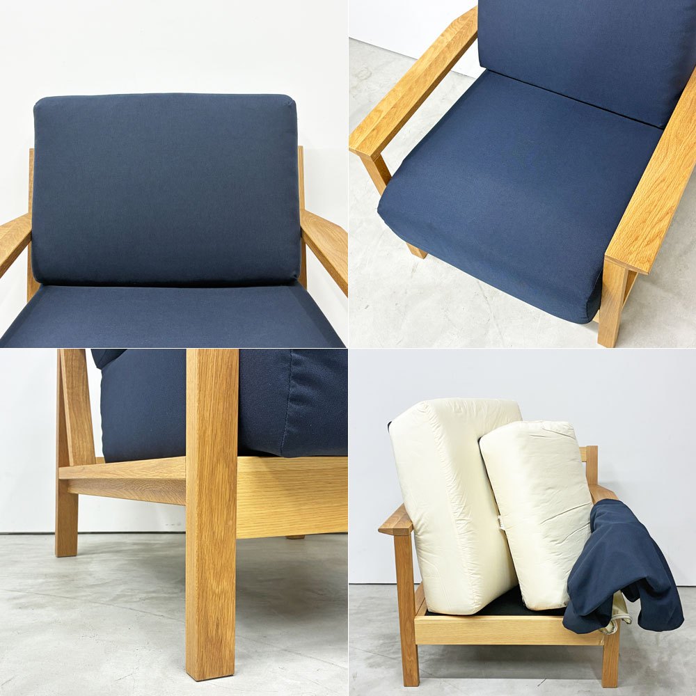 無印良品 MUJI ソファ本体木製フレーム 1シーター 1Pソファ ウレタン ポケットコイル ネイビー 参考定価￥44,900- ◎