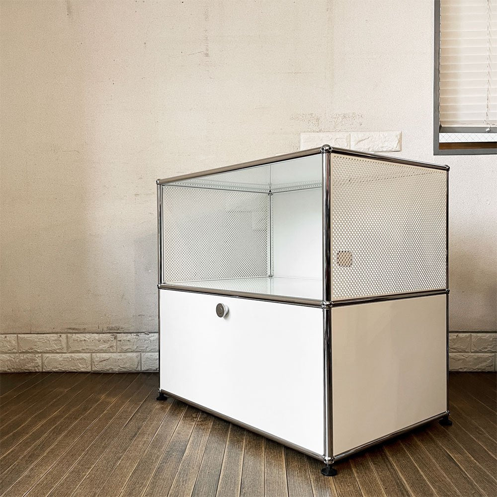 ユーエスエムハラー USM Haller モジュラーファニチャー ハラーシステム キャビネット 1列2段 ピュアホワイト エクステンションドア×1 スイス 参考価格約18万円 ◎