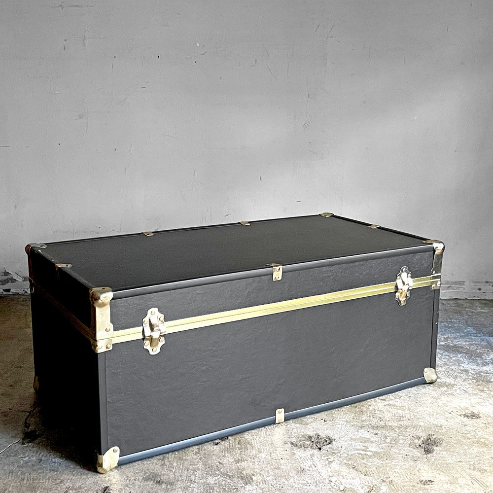 スワード トランク Seward Trunk トランクボックス ビニールレザー ブラック ゴールド 鍵付き 収納 アメリカ ■