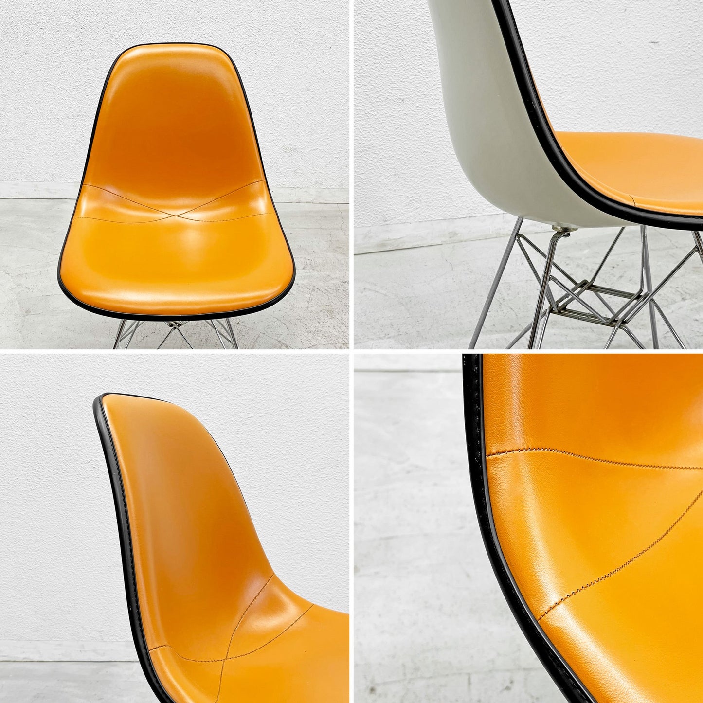 ハーマンミラー Herman Miller サイドシェルチェア セカンド 2nd FRP ナウガレザー エッフェルベース イームズ ビンテージ 〓
