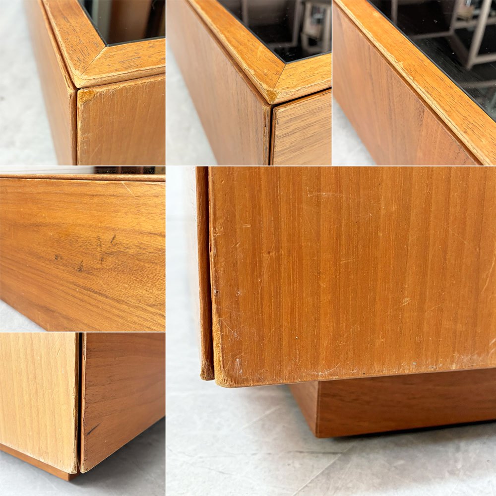 アクタス ACTUS フィーノ FINO CENTER TABLE センターテーブル ローテーブル スクエア W80cm ガラス×ウォールナット材 抽斗2杯 廃番 ★