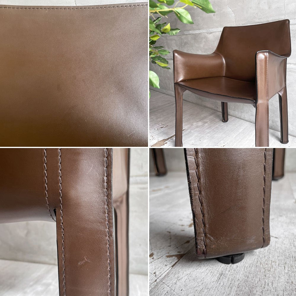 カッシーナ Cassina キャブアームチェア 413 CAB ダイニングチェア レザー 本革 マリオ・ベリーニ イタリアモダン 定価￥594,000- ♪