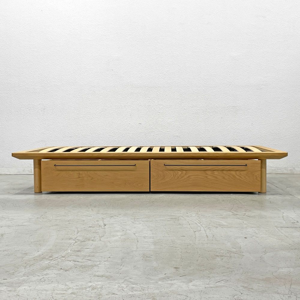 無印良品 MUJI 木製ベッドフレーム オーク材 シングル ベッド下収納 2ドロワー ナチュラルカラー 〓