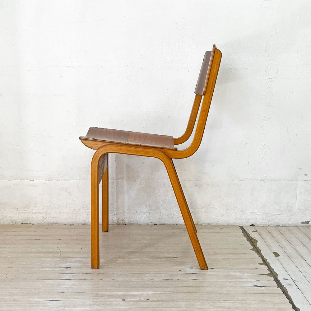 テクタファニチャーリミテッド TECTA Furniture Ltd. スクールチェア スタッキングチェア プライウッド オーク材 UKビンテージ 英国 ブロカント ★