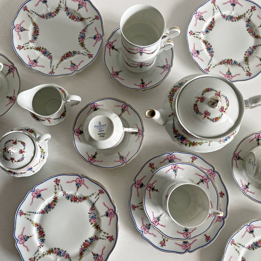 アビランド HAVILAND アルトワ Artois ティーポット＆シュガーポット＆クリーマー＆カップ＆ソーサー＆プレート 全15点セット リモージュ フランスビンテージ 〓