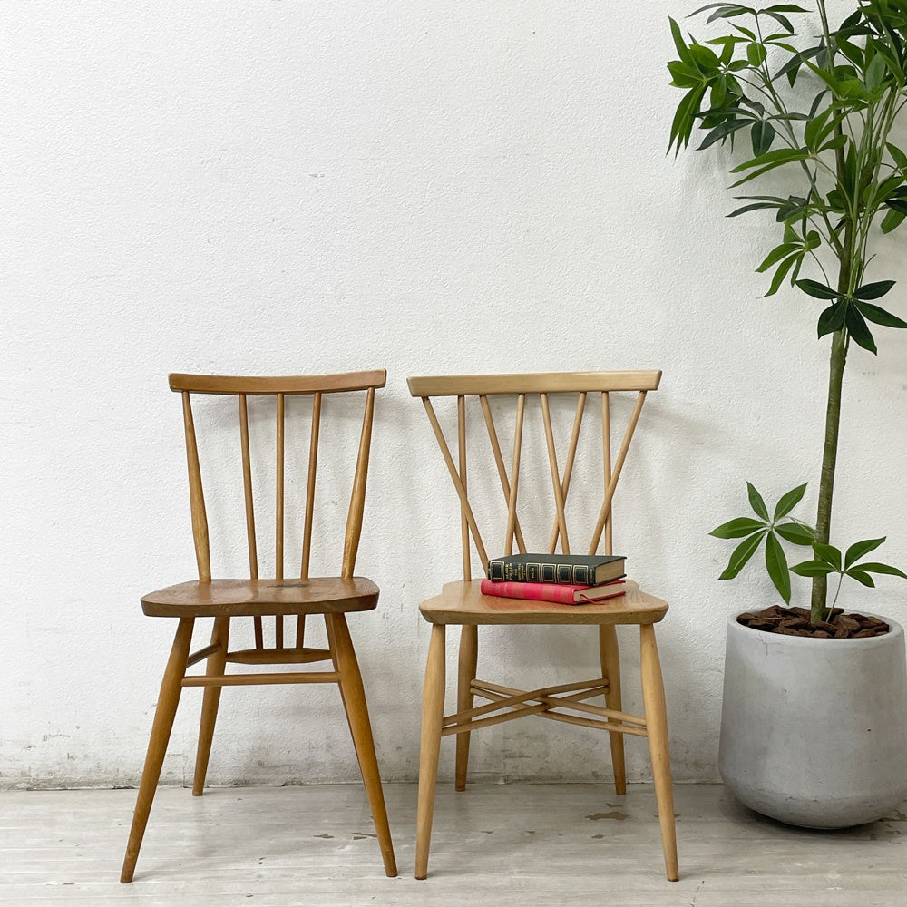 アーコール Ercol クロスバックチェア エックスバック ラティスドチェア エルム材 UKビンテージ Vintage 英国家具 ●