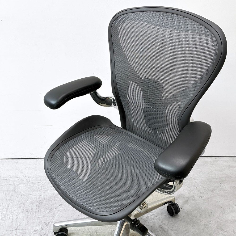 ハーマンミラー Herman Miller アーロンチェア リマスタード フル装備 Bサイズ ポリッシュドアルミニウムベース ポスチャーフィット ビル・スタンフ ＆ ドン・チャドウィック ●