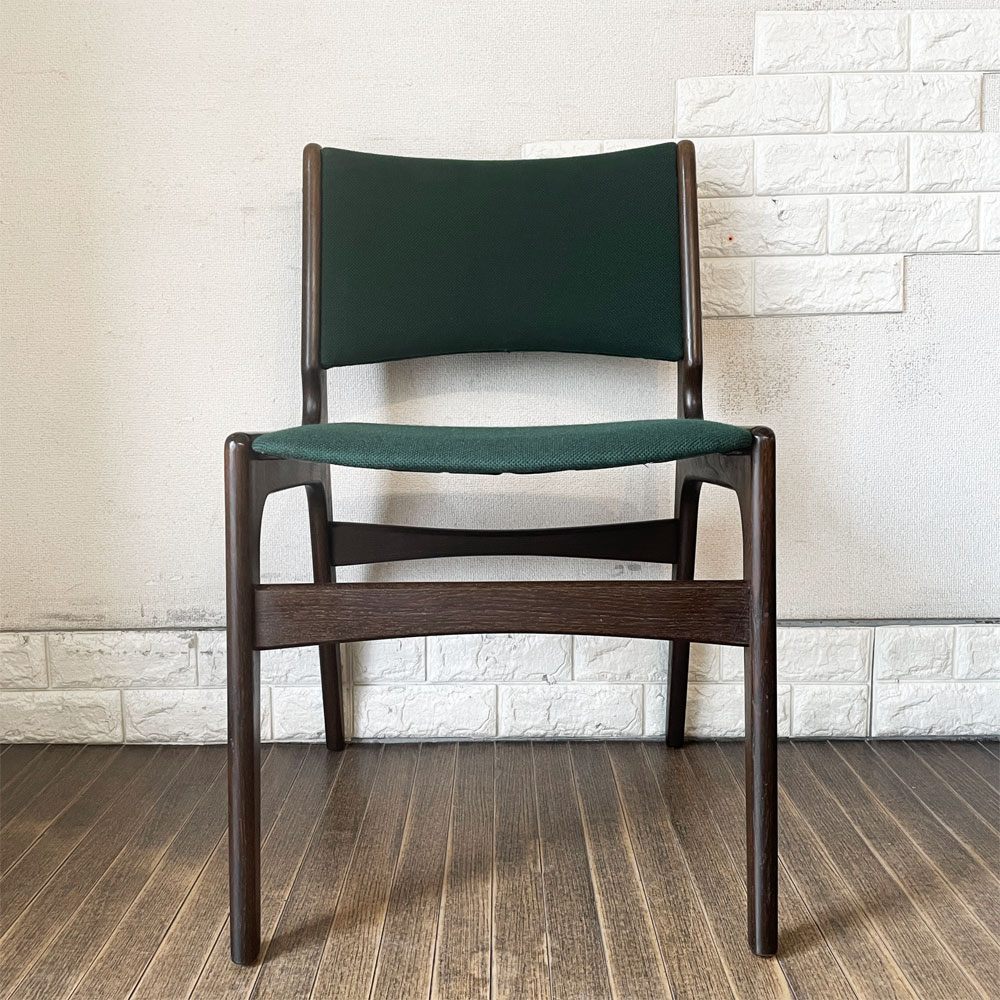 Anderstrup Mobelfabrik ダイニングチェア Model 89 オーク材 ファブリック グリーン系 座面張替済 エリック・バック デンマーク 北欧ビンテージ ◎