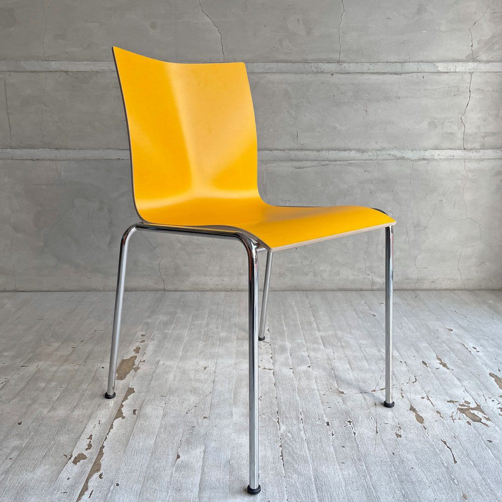 エンゲルブレヒト Engelbrechts チャリックチェア CHAIRIK Chair 101 スタッキング 4本脚 イエロー プライウッド 未使用品 定価63,800円 ♪
