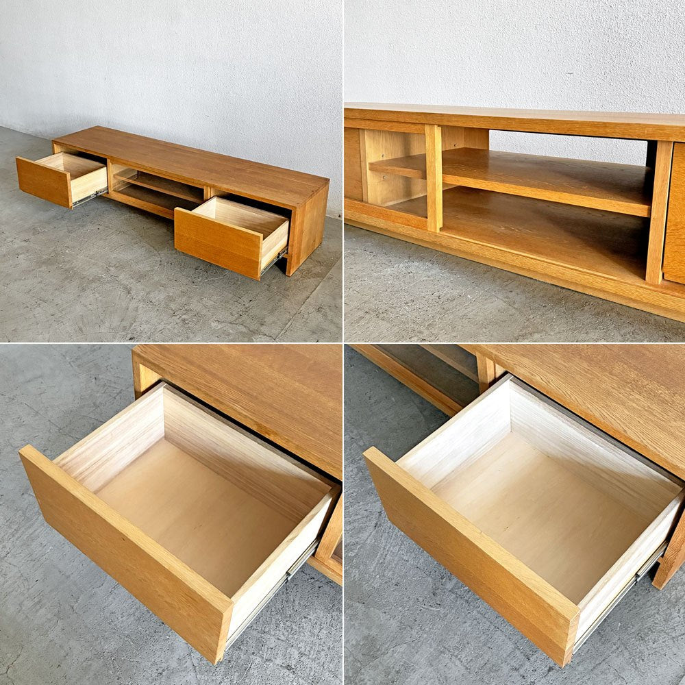 ミヤモト家具 ローヴェ LOWVE リンカーン AF-Lincoln テレビボード AVボード W180cm オーク無垢材 スライドガラス 抽斗2杯 〓