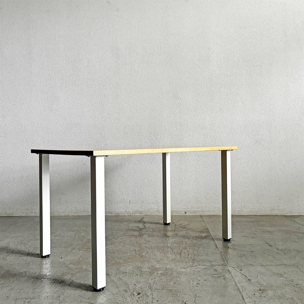 かなでもの KANADEMONO ザ・テーブル THE TABLE White Steel デスク W125×D75cm ラバーウッド ナチュラル スクエアバー脚 参考定価￥49,900- 〓