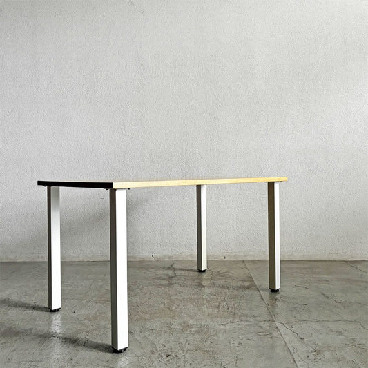 かなでもの KANADEMONO ザ・テーブル THE TABLE White Steel デスク W125×D75cm ラバーウッド ナチュラル スクエアバー脚 参考定価￥49,900- 〓
