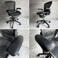 ハーマンミラー HermanMiller アーロンチェア ライト Bサイズ クラシックカーボンメッシュ ランバーサポート グラファイトベース アーム固定 ババナクッション新品 ♪