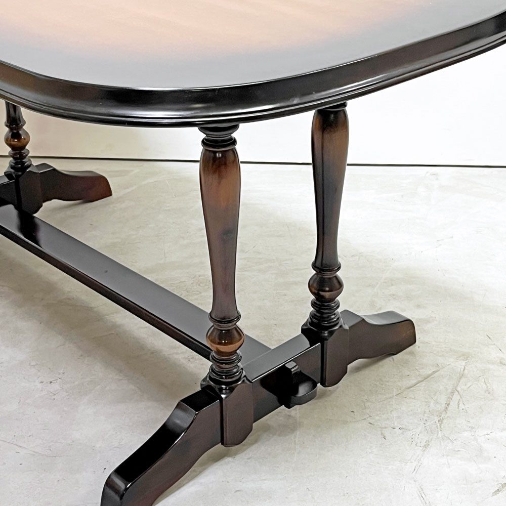 飛騨産業 HIDA ダイニングテーブル 木製 ダークブラウン W145cm クラシカルデザイン レトロ家具 ●