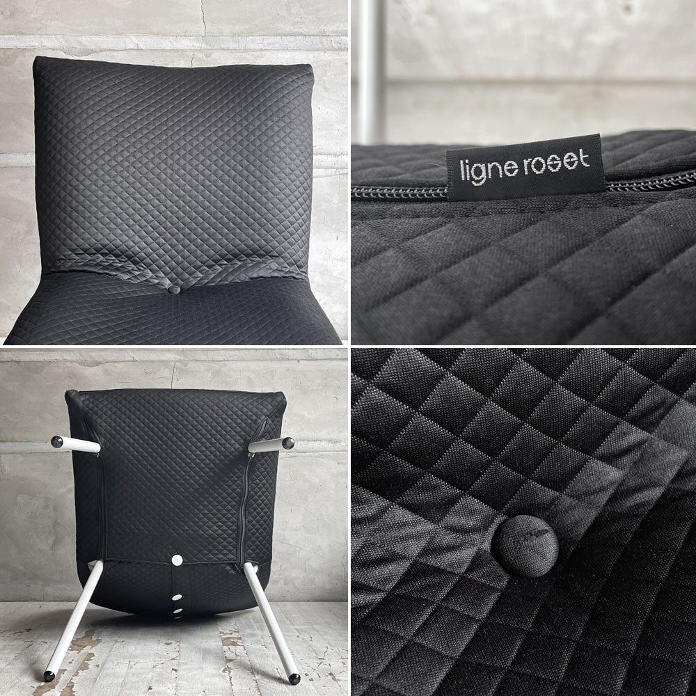リーンロゼ ligneroset ロゼカラン ROSET Calin steel leg ダイニングチェア  ブラック×ホワイト キルティング スチールレッグ パスカル ムールグ フランス A ♪