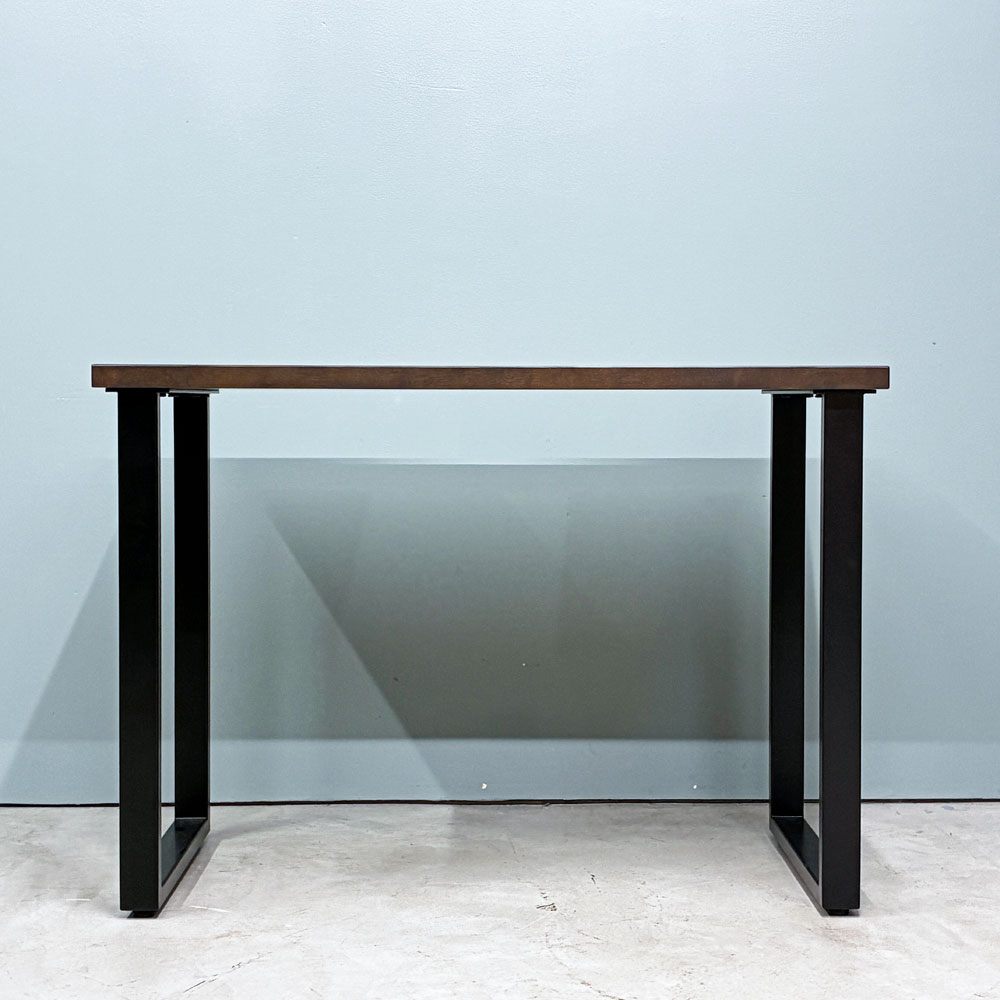 かなでもの KANADEMONO ザ・テーブル THE TABLE Black Steel Rectangle コンパクトデスク W100cm ラバーウッド スクエア脚 配線スリット付き ◎
