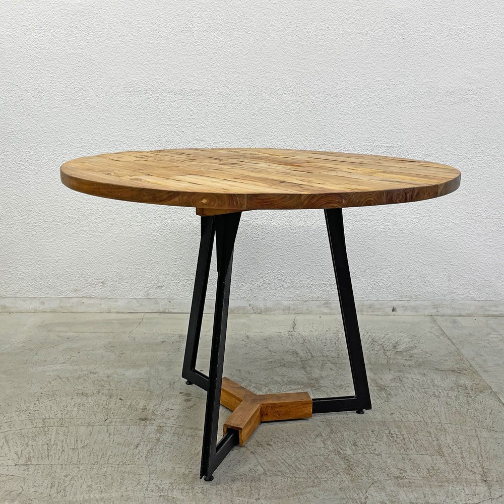 ジャーナルスタンダード ファニチャー JOURNAL STANDARD FURNITURE フェンディ FENDY ラウンドダイニングテーブル チーク古材 Φ100cm 〓