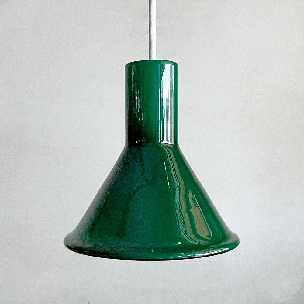 ホルムガード Holmegaard P＆T PENDEL ペンダントライト グリーンガラス 20cm マイケル・バング デンマーク ビンテージ 北欧照明 ■