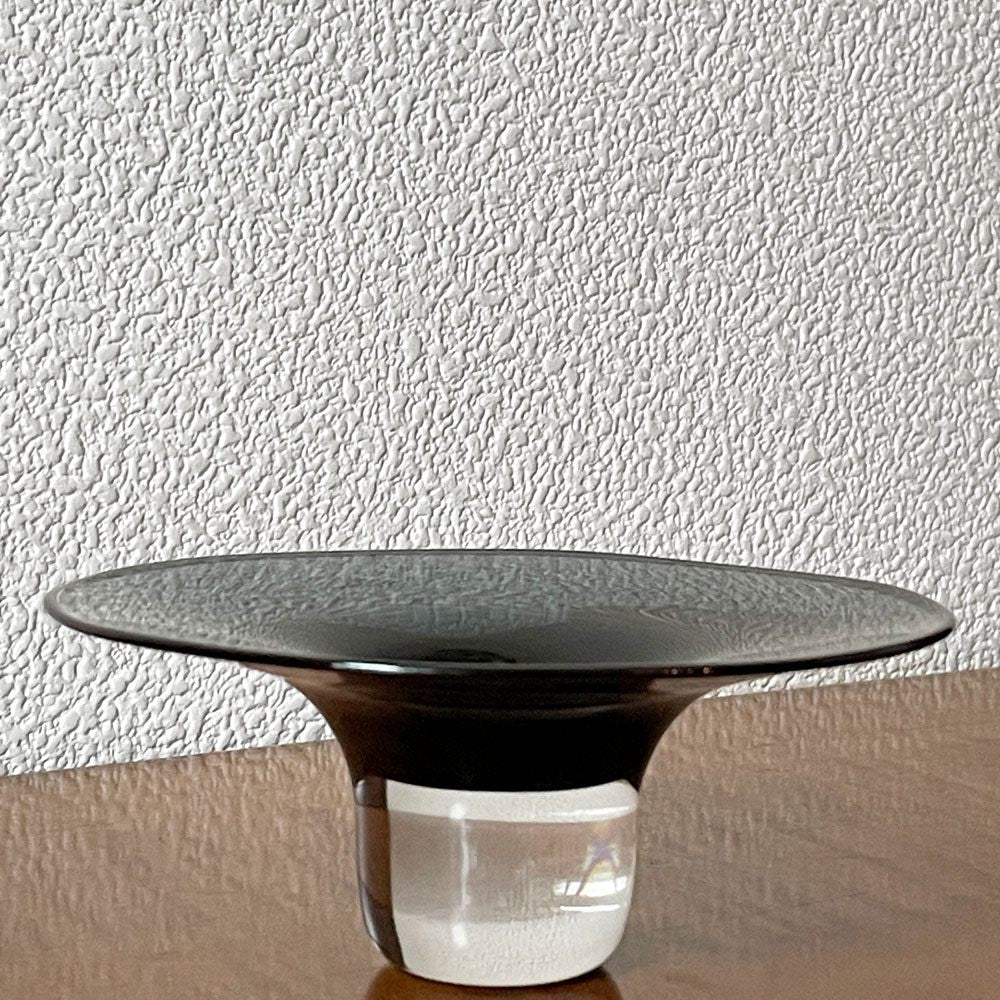 黒川登紀子 ガラス リムボウル 鉢 12.5cm グレー 現代作家 ◇