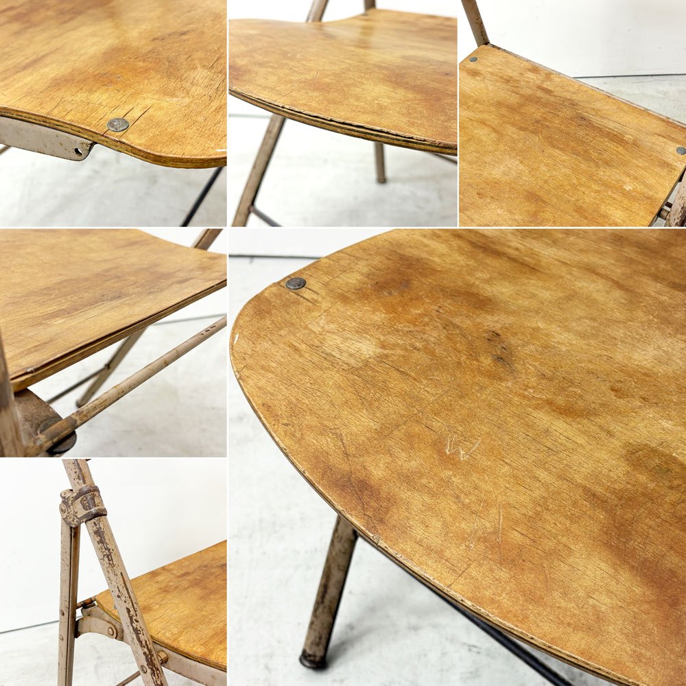 アメリカンシーティングカンパニー AMERICAN SEATING COMPANY フォールディングチェア プライウッド × スチール USビンテージ D ●