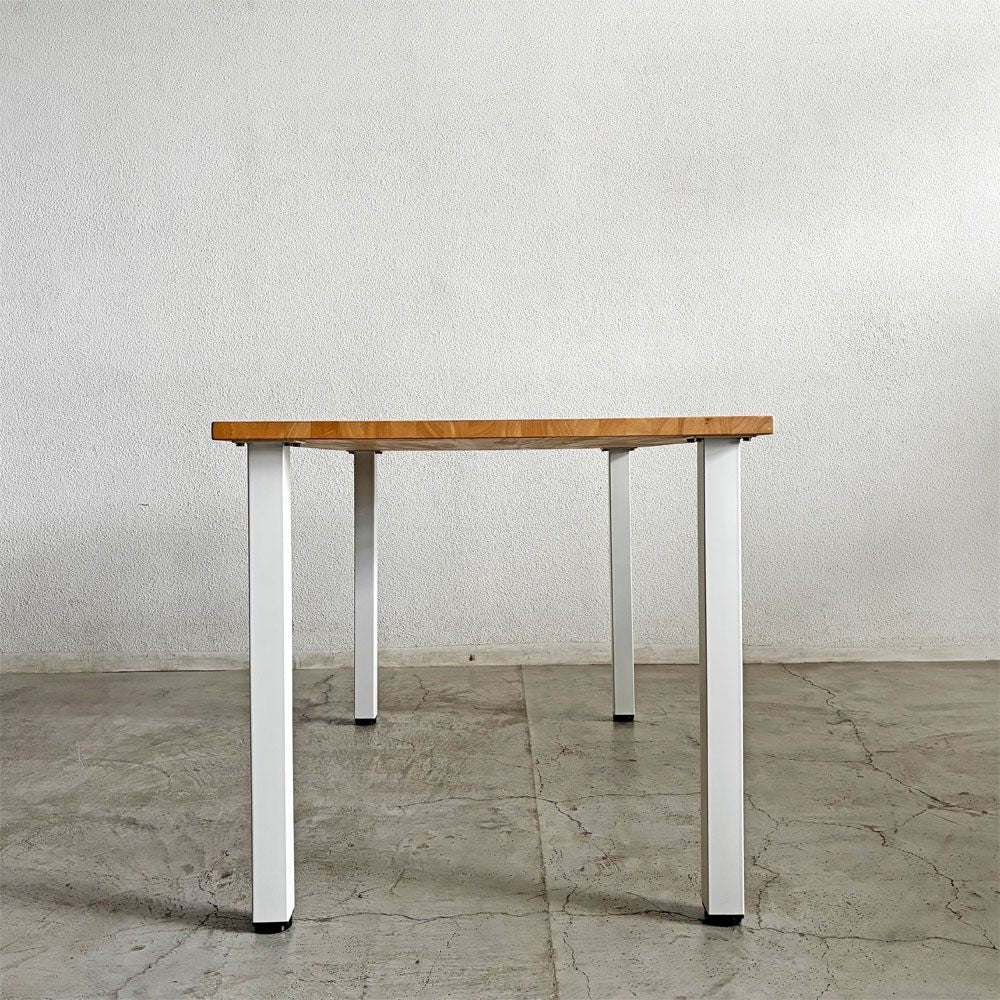 かなでもの KANADEMONO ザ・テーブル THE TABLE White Steel デスク W125×D75cm ラバーウッド ナチュラル スクエアバー脚 参考定価￥49,900- 〓