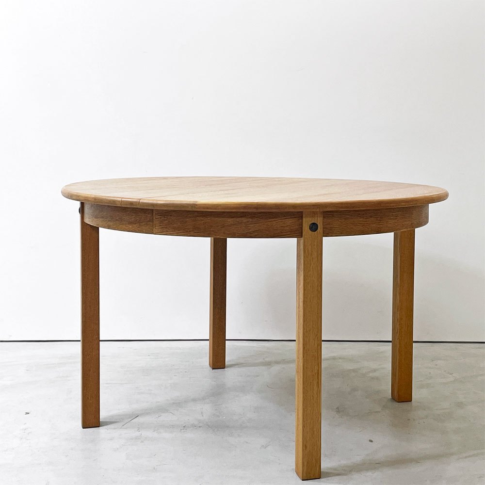 デンマーク ビンテージ Danish vintage オーク材 エクステンション ダイニングテーブル ラウンド 伸長式 Φ120cm 北欧家具 ●