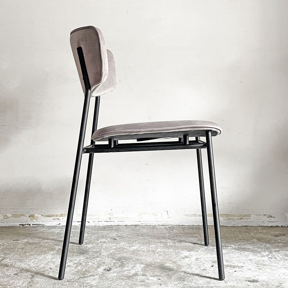 カリガリス Calligaris フィフティーズ FIFTIES ダイニングチェア サンドカラー×マットブラック ファブリック ベルベット スチール脚 モダンデザイン イタリア B ■