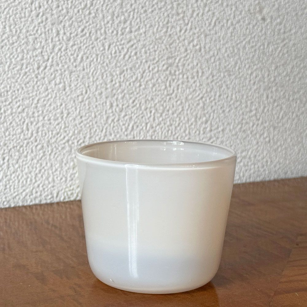 黒川登紀子 ガラス フリーカップ ベージュ H7.5㎝ 現代作家 A ◇