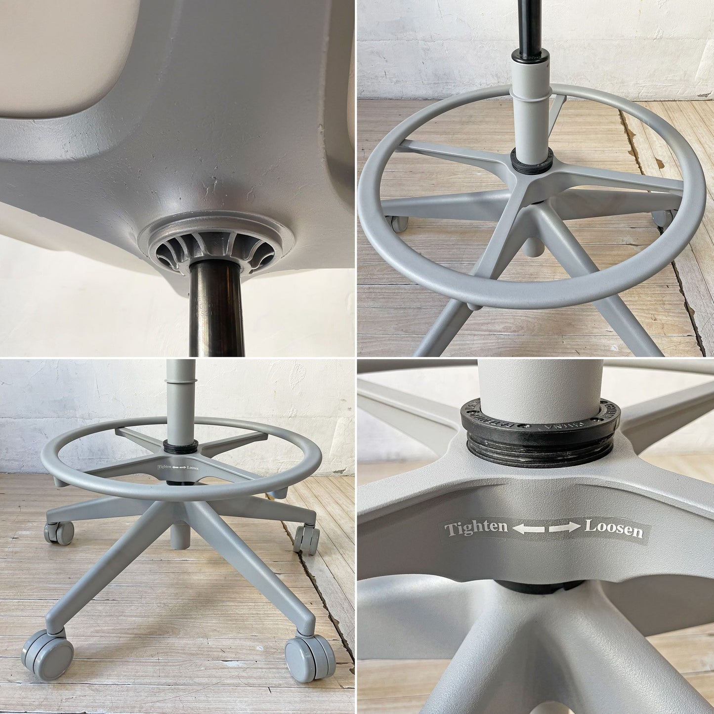 スチールケース Steelcase ノード ファイブスター スツール Node FIVE-STAR STOOL ハイチェア 製図チェア キャスター ホワイト ★