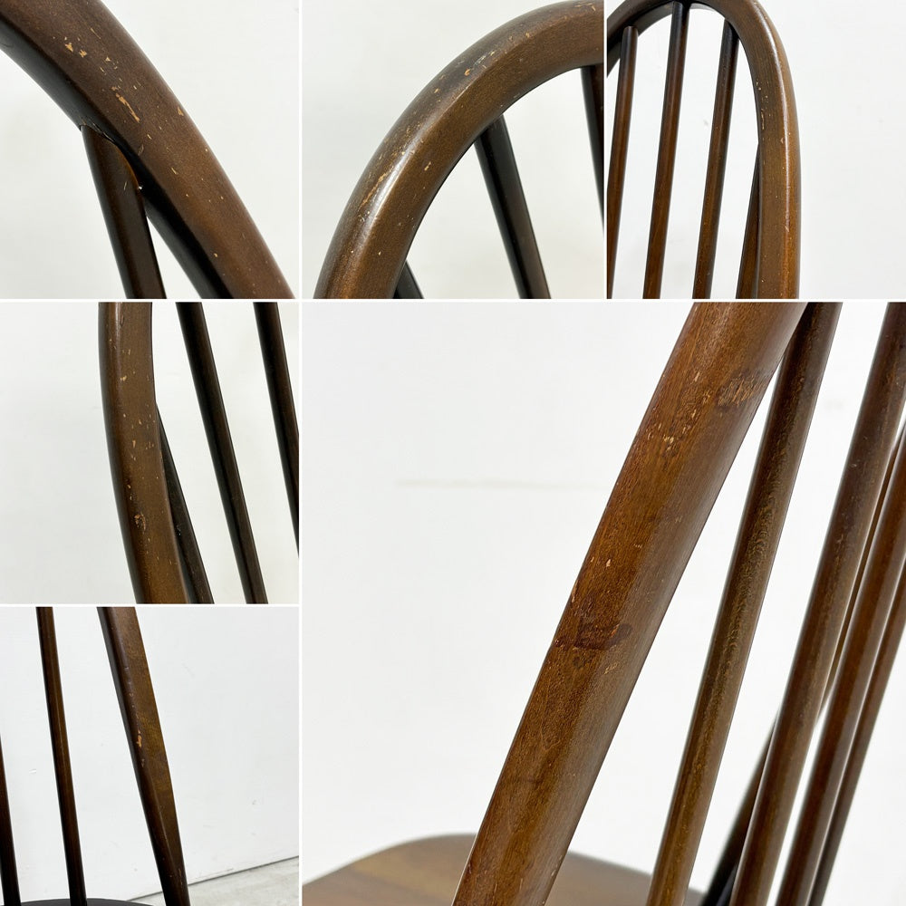 アーコール Ercol クエーカーチェア ダイニングチェア ハイバック オールドコロニアル ブラウン エルム材 × ビーチ材 UKビンテージ 英国家具 A ●