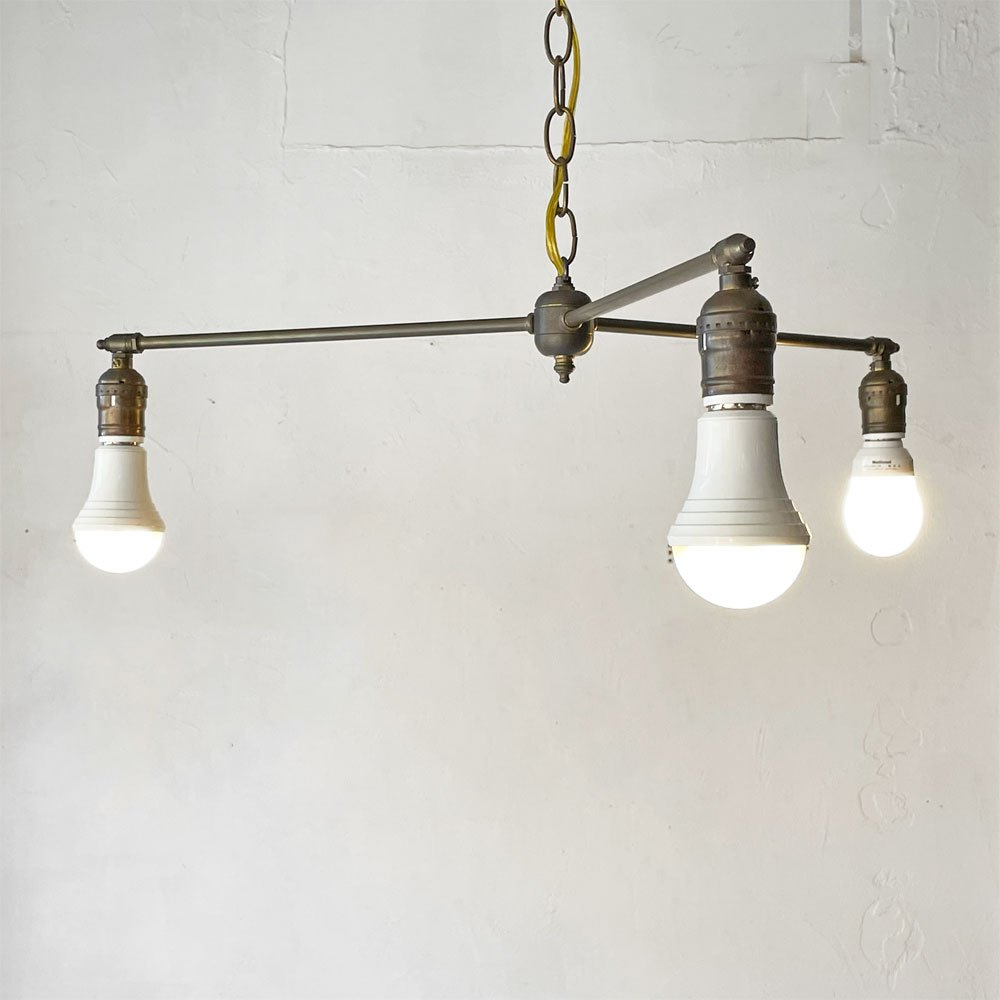 POINT NO.39 オリジナル 3バブルス ペンダントライト カスタムオーダー品 真鍮3灯照明 3bulbs brass ★