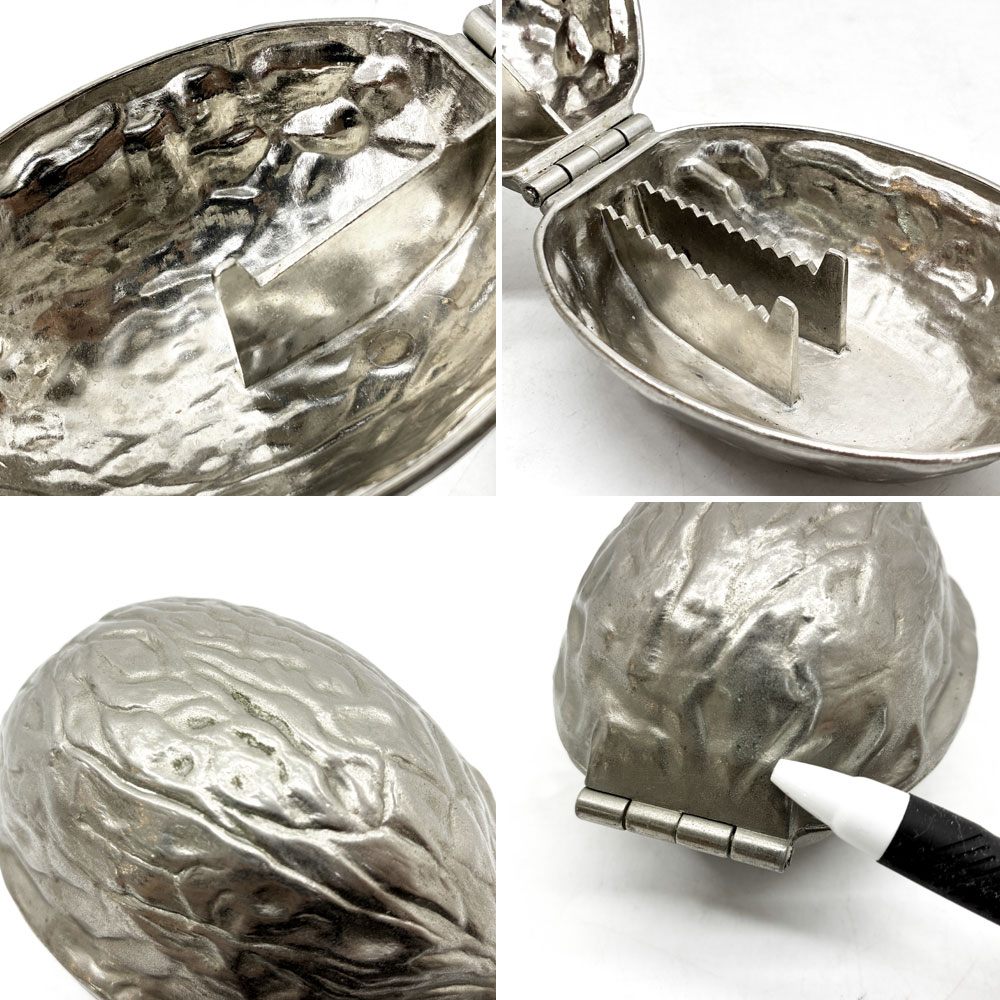 ビンテージ 銀メッキ くるみ割り器 ナッツクラッカー 10×13cm 飾り 店舗什器 ●