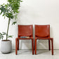 カッシーナ Cassina キャブチェア 412 CAB CHAIR アームレス 最高級本革 赤茶 マリオ・ベリーニ MoMA 永久展示品 イタリアモダン A ●