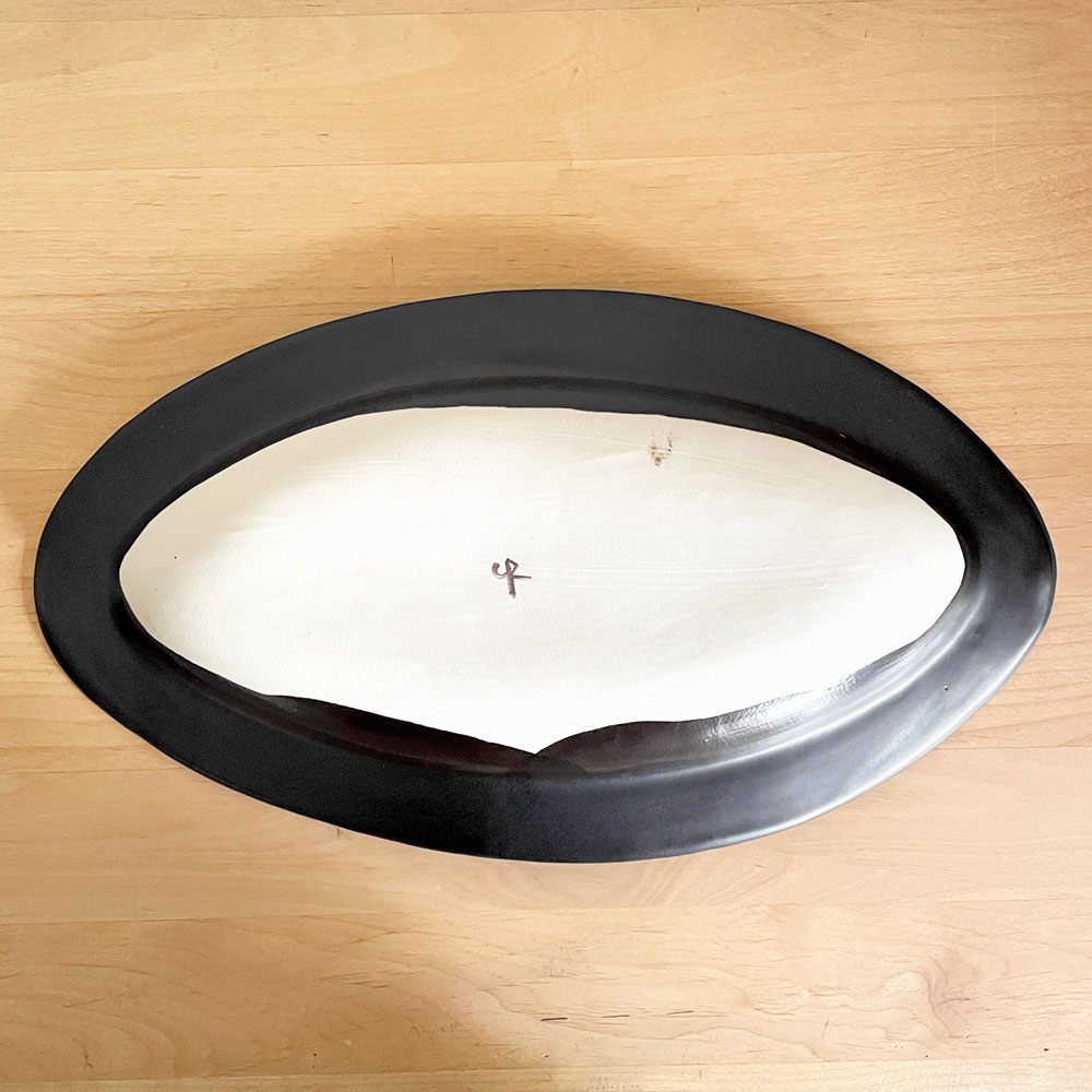 クリスチャンヌ ペロション Christiane Perrochon ストーンウェア STONEWARE オーバル プレート 小 ブラックカラー イタリア 陶器 ハンドメイド 現代作家 ■