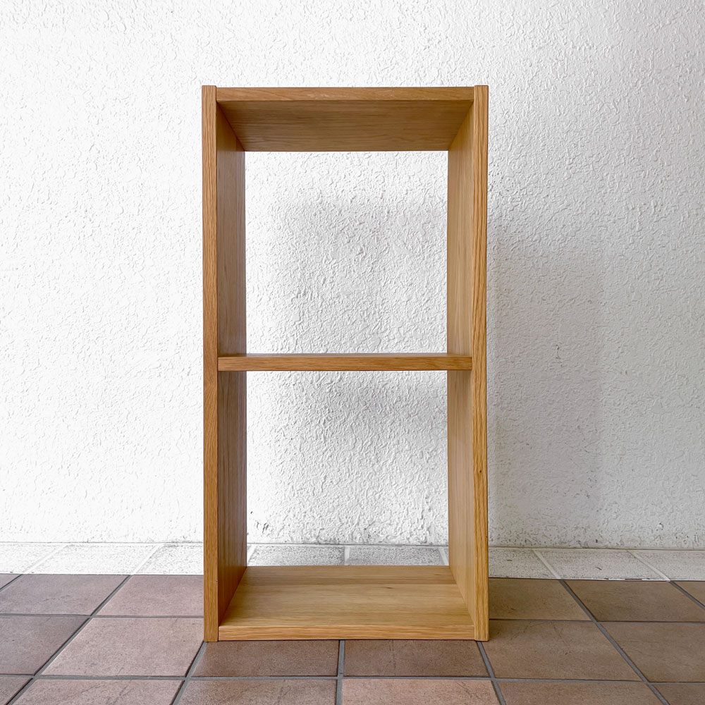 無印良品 MUJI スタッキングシェルフ 1列2段 オーク材 オープンシェルフ 本棚 収納棚 飾り棚 W42cm ナチュラル ◇