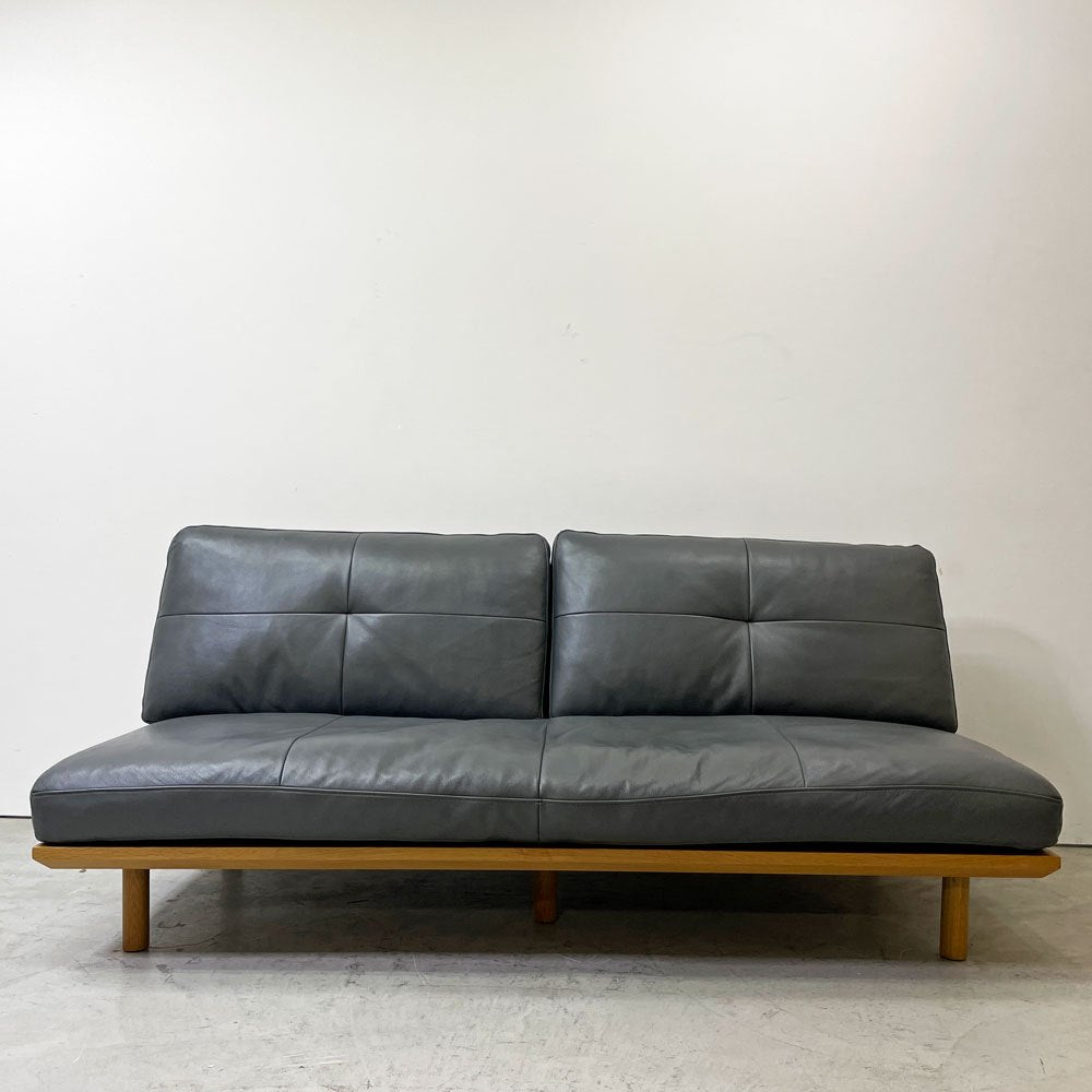 アクタス ACTUS ファイブ・バイ・ファイブ five by five フラッド FLAD 2.5シーターソファ オーク材 O-7300 グレー W180cm 牛革 定価￥272,800- ●