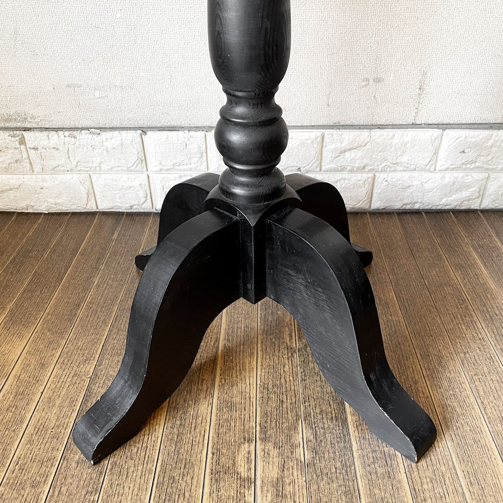 ウッドハウスコッド WOOD HOUSE COD パイン材 カフェテーブル ラウンド Φ66.5cm ブラックペイント フレンチカントリー シャビーシック ◎
