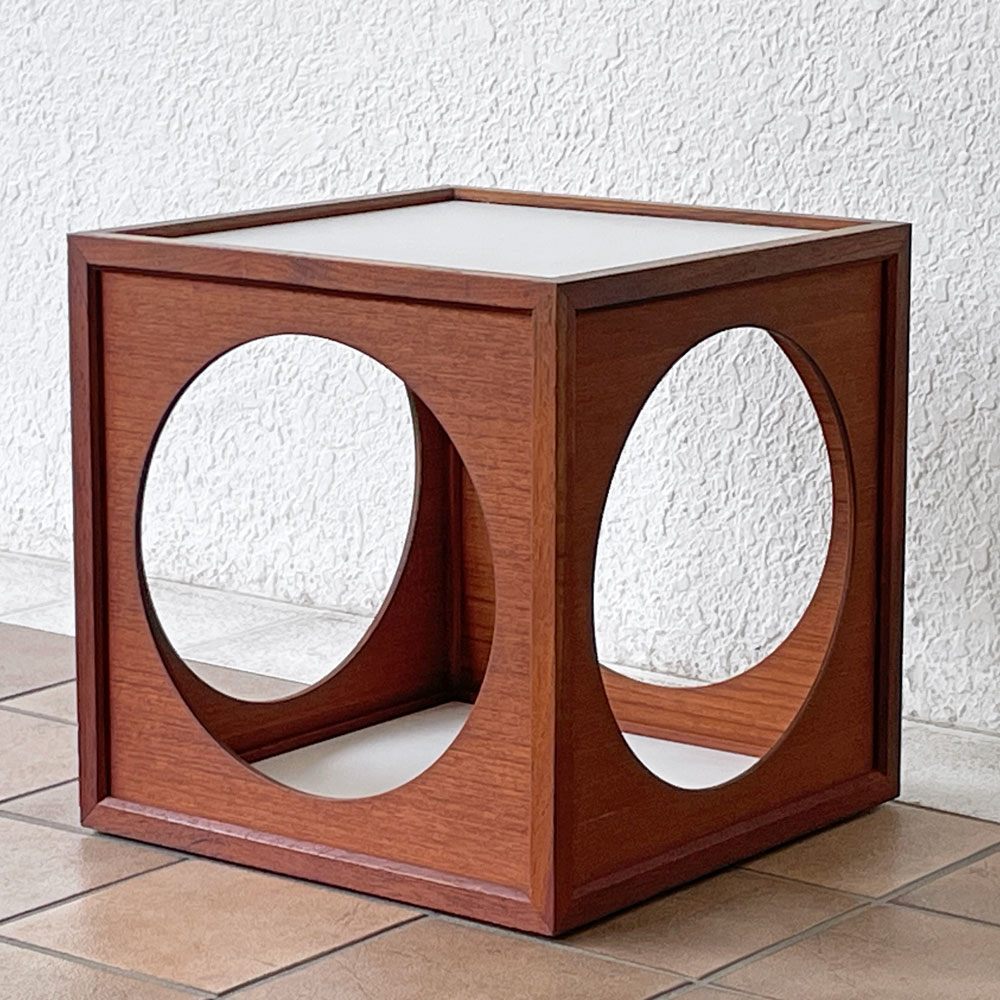 二葉家具 ビンテージ ハコテーブル チーク材 W40cm 原好輝 オープンシェルフ 自在家具 ミッドセンチュリーモダン 希少 B ◇