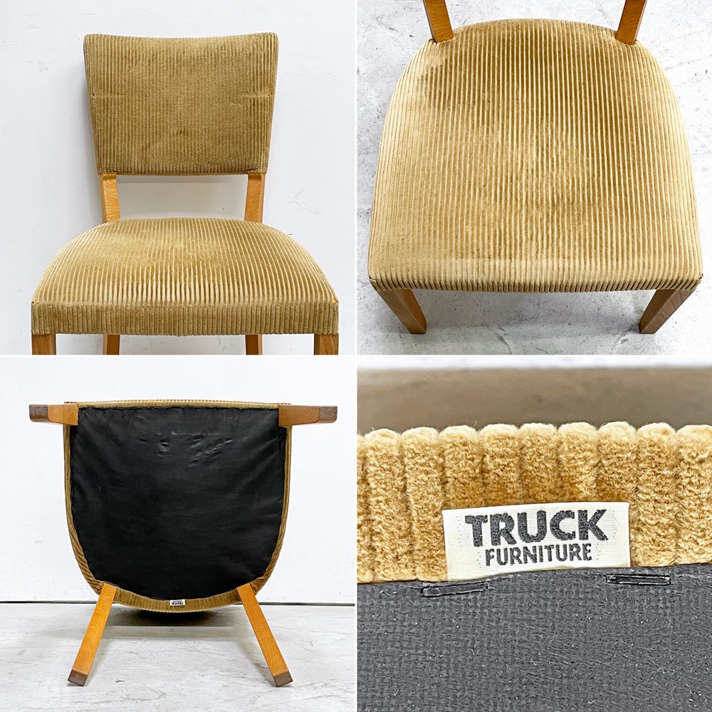 トラックファニチャー TRUCK FURNITURE エスアールチェア SR CHAIR ダイニングチェア ナラ無垢材 コーデュロイ 鋲打ち 定価 ￥90,310- B ●