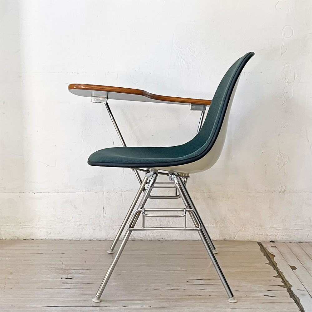 ハーマンミラー Herman Miller サイドシェルチェア セカンド 2nd ビンテージ アプホルスター スクールベース スタッキングベース 肘掛けテーブル付 イームズ ミッドセンチュリー D ★