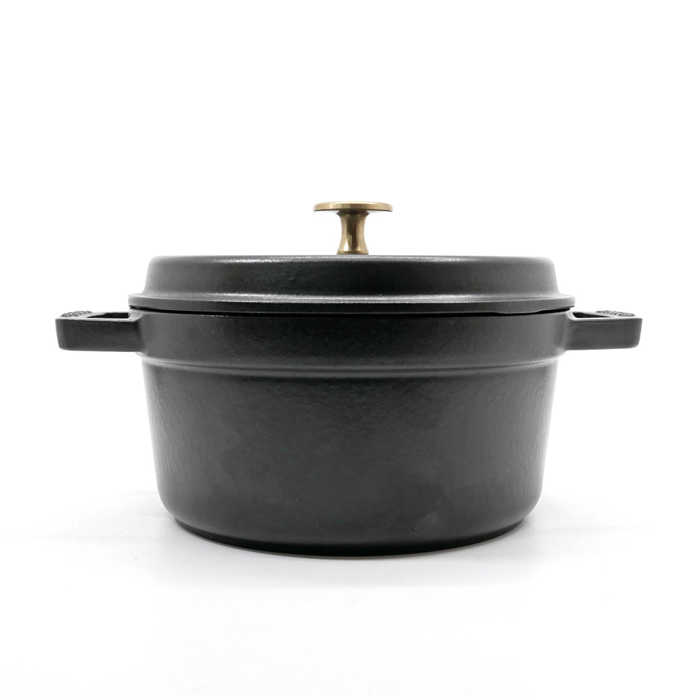 ストウブ STAUB ピコ ココット ラウンド 両手鍋 ブラック 20cm 鋳物 キャセロール ガス オーブン IH対応 フランス ●